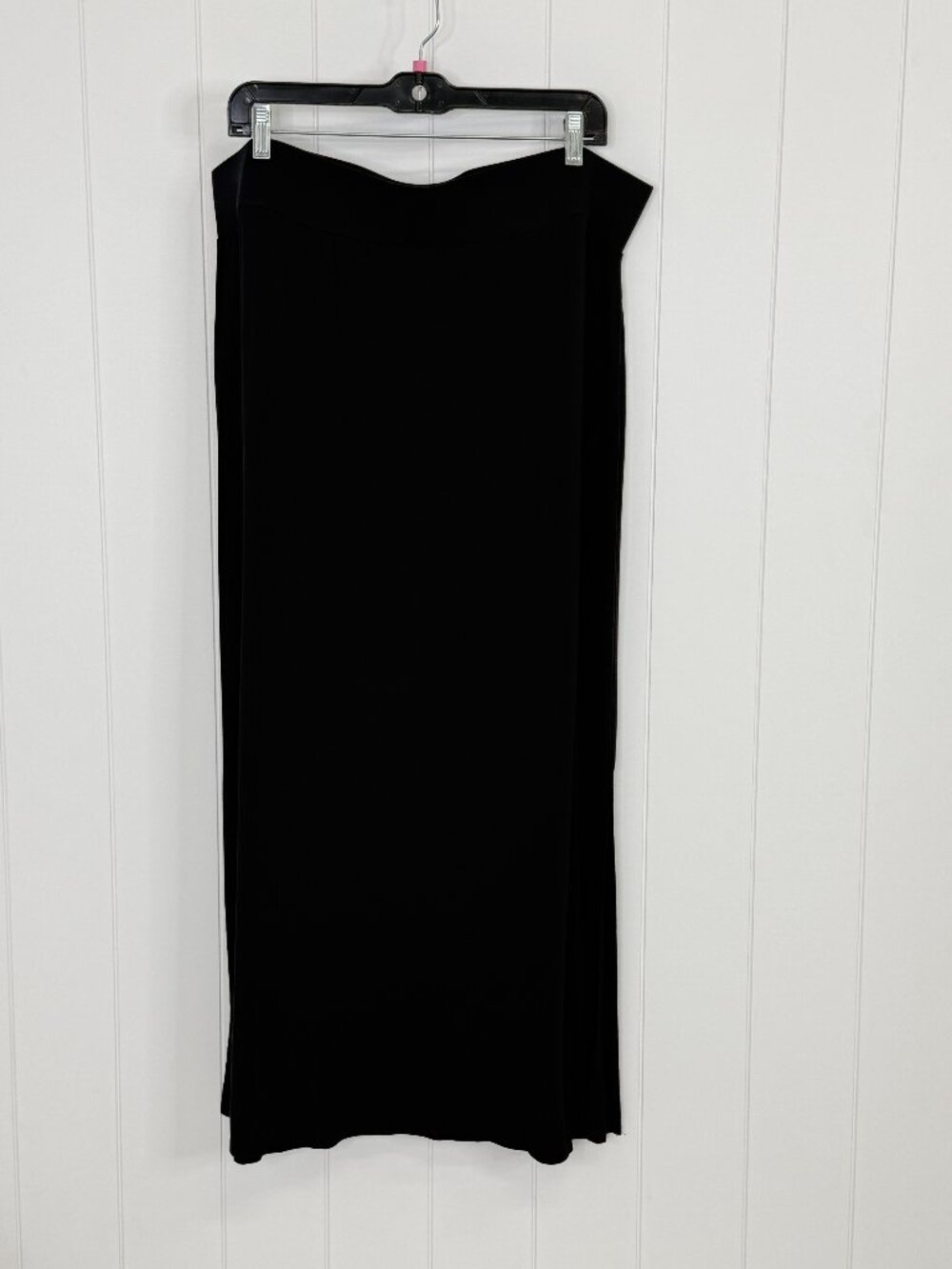 ANA Black Maxi Skirt XXL Plus Size 2XL Long Side Slits Pull On Stretchy Jersey